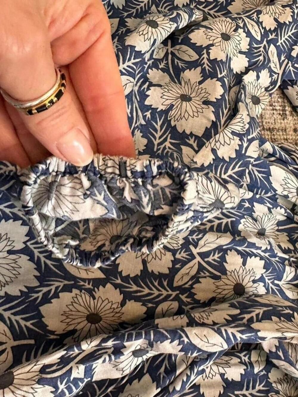Outerknown Lulu Floral Dress Women Size M Blue Silk Blend Ruffle Festival Boho - Picture 5 of 8